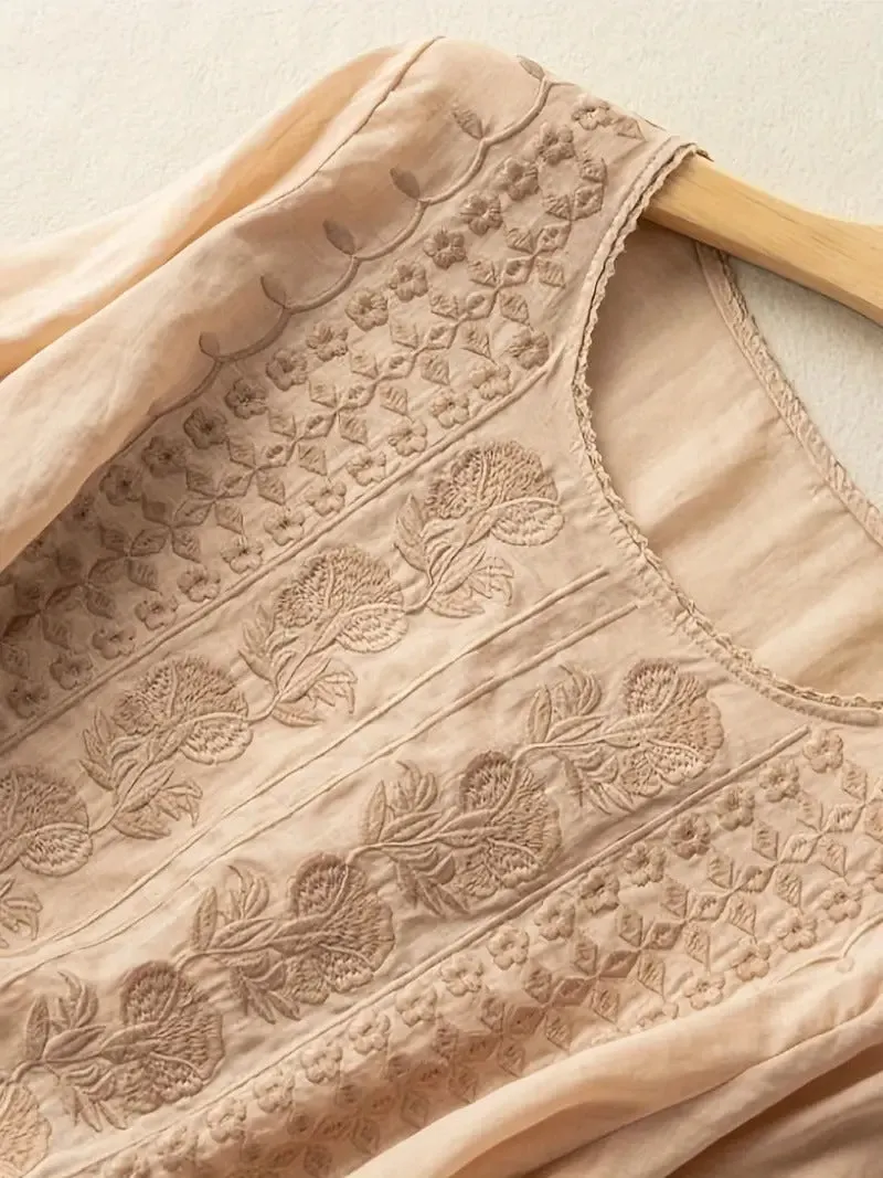 Rachel Embroidered Linen T-Shirt – Lightweight Elegance for Everyday Wear