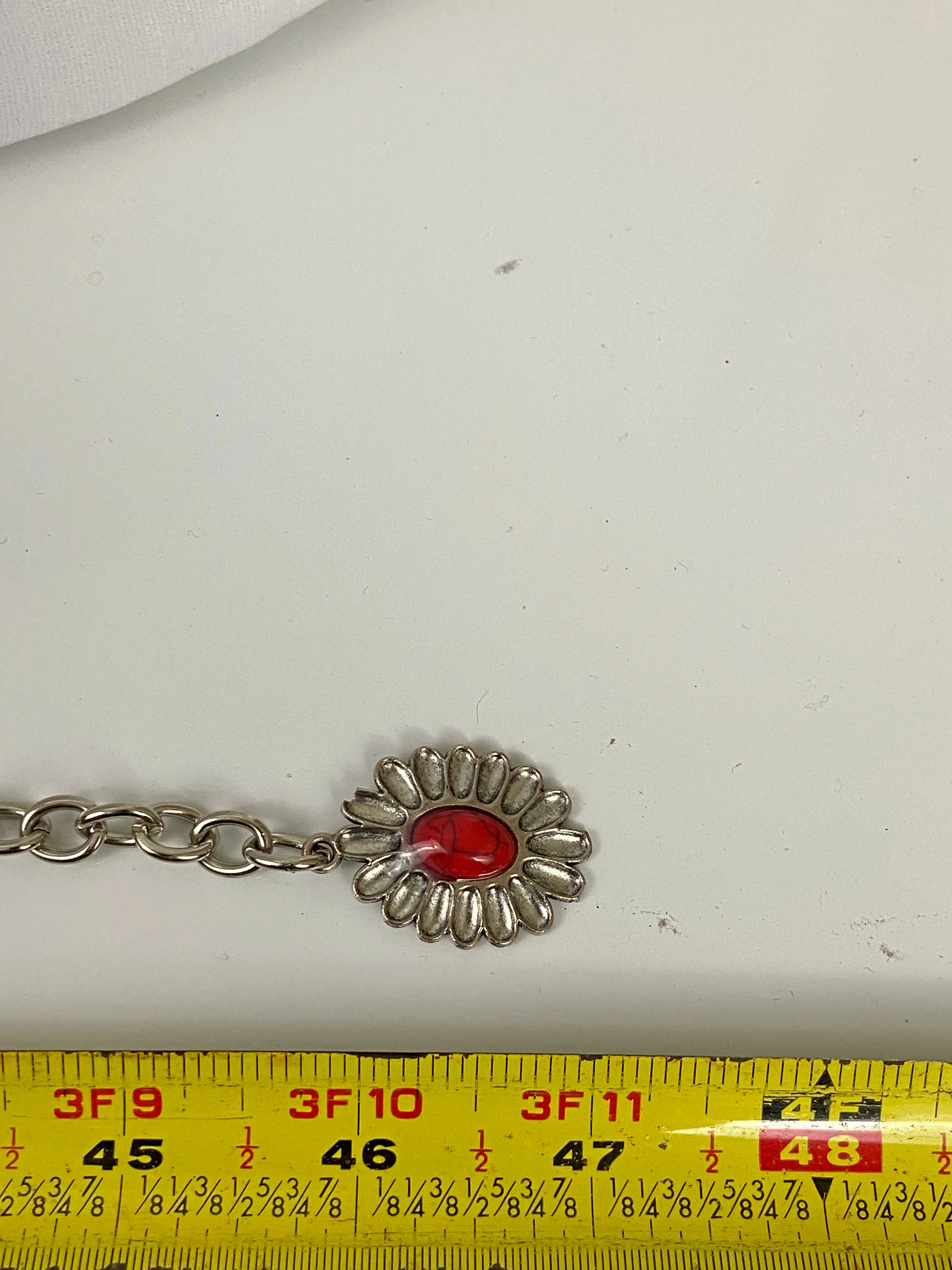 Red and silver stone concho belt