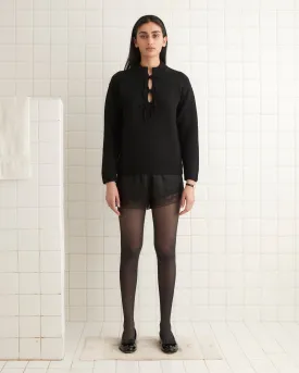 Solid Front Tie Pullover