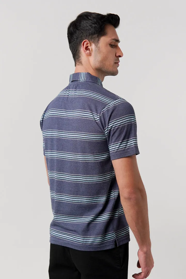 Striped Polo Shirt - Blue