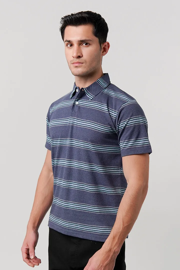 Striped Polo Shirt - Blue