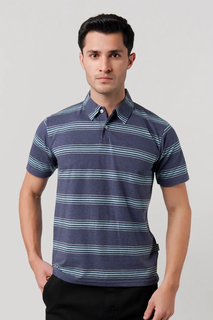 Striped Polo Shirt - Blue