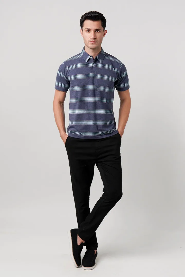 Striped Polo Shirt - Blue
