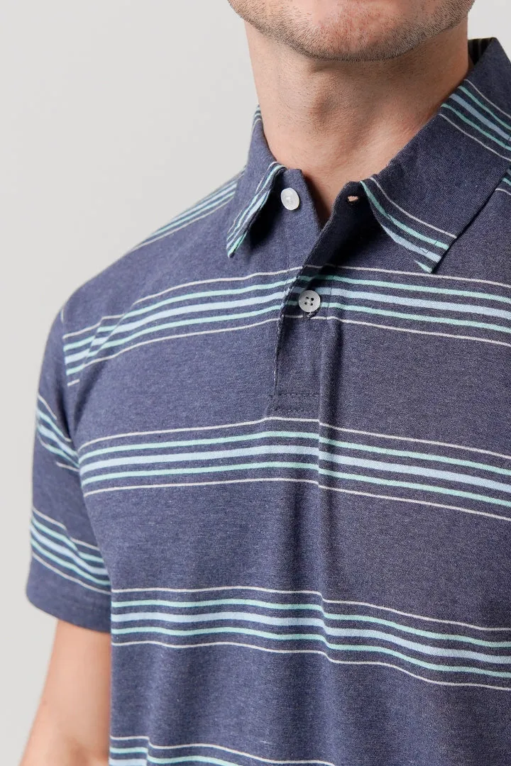 Striped Polo Shirt - Blue