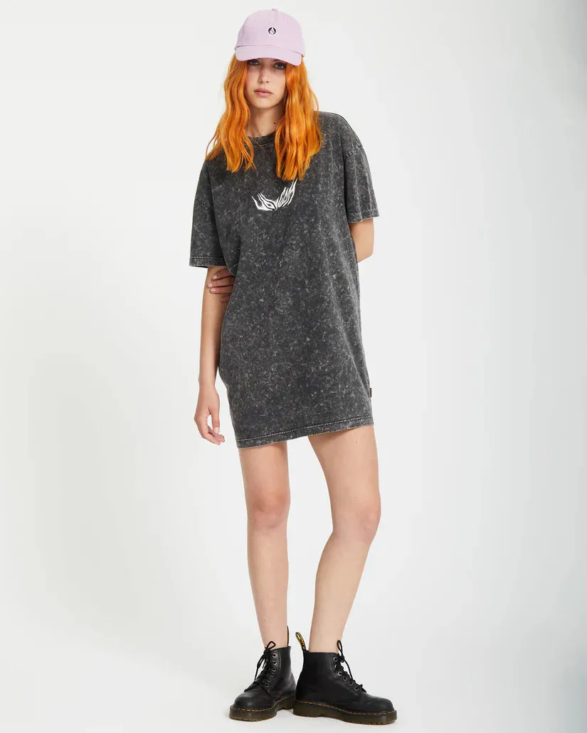 Volcom Women's Alix Short Sleeve Tee Dress Vintage Black B1312513_VBK