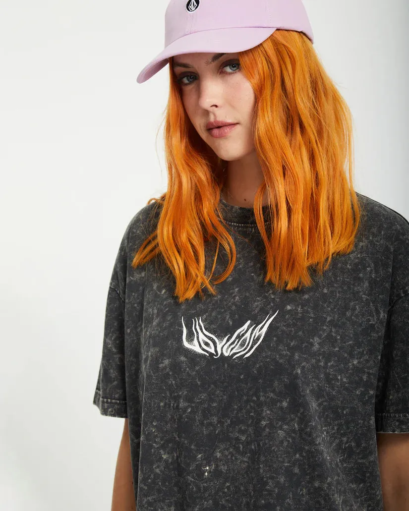 Volcom Women's Alix Short Sleeve Tee Dress Vintage Black B1312513_VBK